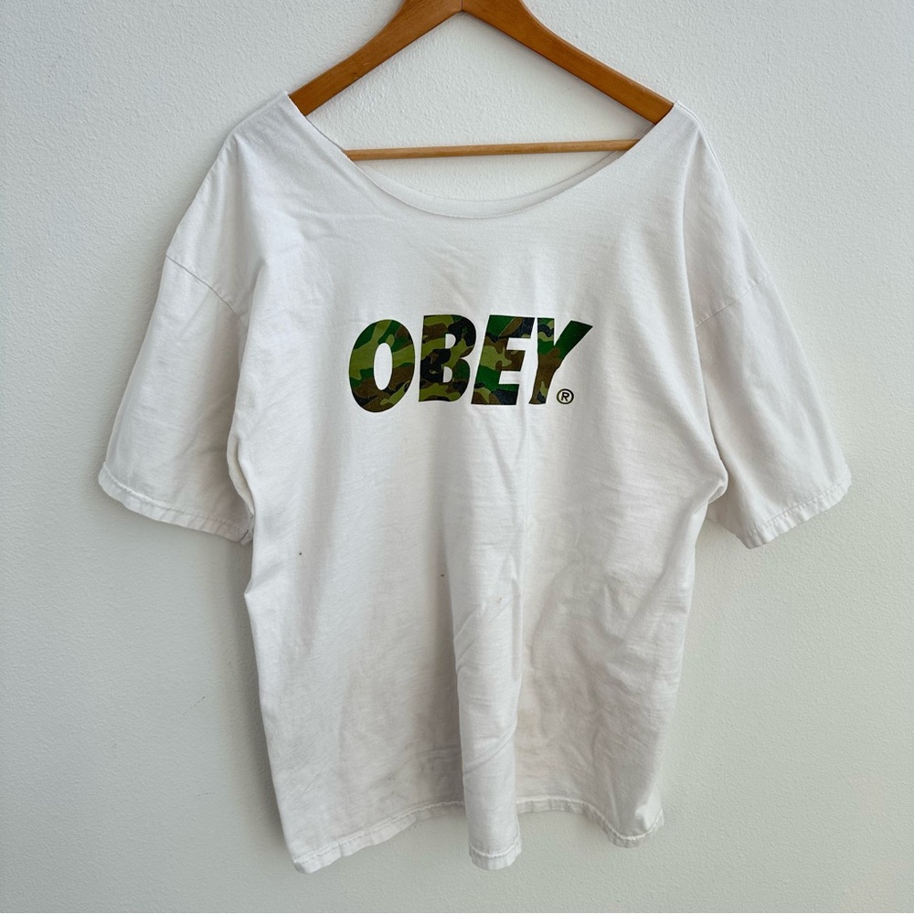 Obey camo off the shoulder top